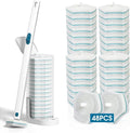Disposable Toilet Brush with 48 PCS Refills Disposables Toilets Cleaning System with Handle Storage Caddy and 48Toilet Bowl Refill Heads for Bathroom Cleaning