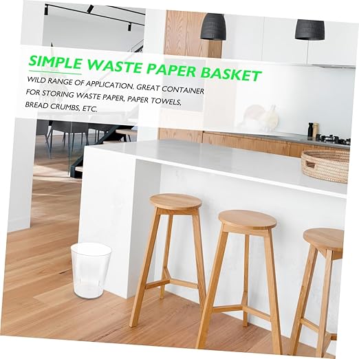 Cabilock Transparent Plastic Wastebasket for Home and Office Lightweight Compact Garbage Recycling Container Simple Stylish Trash Can for Living Bedroom Kitchen Use