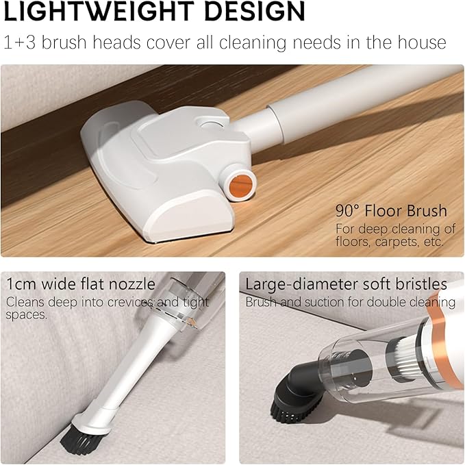 4 in 1 Cordless Vacuum Cleaner Powerful Stick Vacuum for Hardwood Floor 35 Min Rechargeable Battery Lightweight Upright Vacuum for Pet Hair Carpet