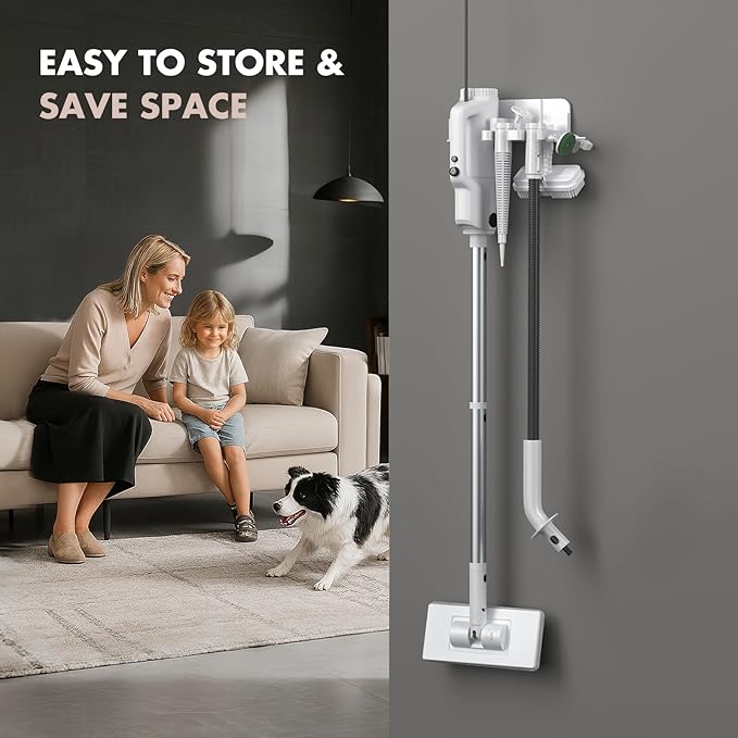 YKYI Steam Mop Detachable 10 in 1 Multipurpose Steamer with 11 Attachments Handheld Steam Cleaner for Home Hardwood Floors Laminate Marble Tile Grout Carpet Windows Cleaning (Light White)