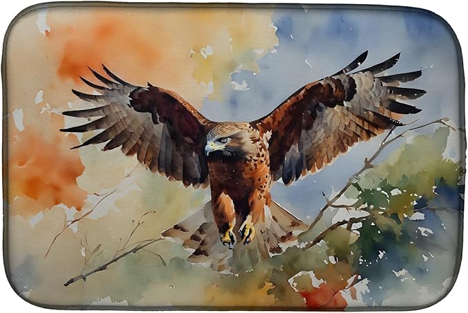 Caroline's Treasures DAC3231DDM Hawk Dish Drying Mat Absorbent Dish Drying Mat Pad for Kitchen Counter Dish Drainer Mat for Countertop 14 x 21 Multicolor