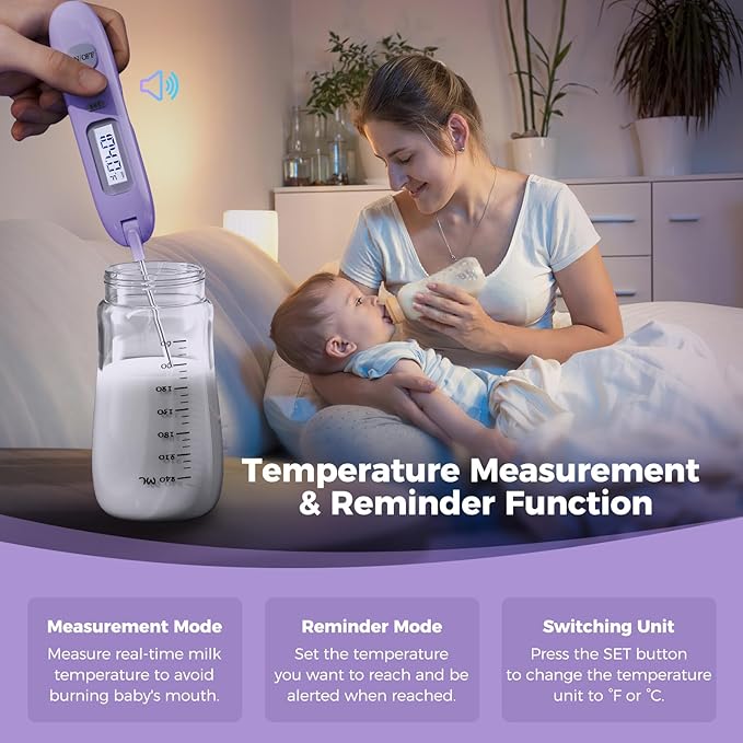 Electric Bottle Brush CleanerRechargable Electric Baby Bottle Brush Cleaner with ThermometerSilicone Bottle/Nipple/Straw BrushDrying RackTravel Bottle Cleaner Kit for New Moms (Violet)