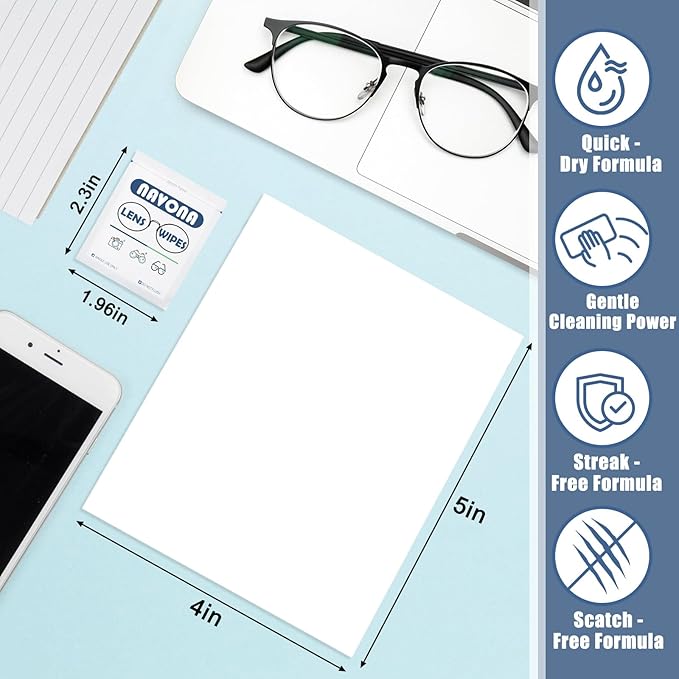 1000 Count Lens Wipes for Eyeglasses – Pre-Moistened Individually Wrapped Eyeglass Cleaning Wipes – Scratch-Free Streak-Free Glasses Cleaner Wipes for Sunglasses &amp Camera Lens – Bulk Pack