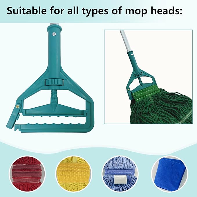 mop Holder Replacement mop Stick mop Handle Commercial Industrial mop Handle Suitable for Cotton and Fiber mop Heads with Threaded Clamping Device Aluminum Handle palo para trapeador