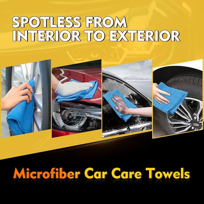 HOMEXCEL Blue Microfiber Cleaning Cloths 100 Pack Reusable Cleaning Rags Shop Towels - Bulk Multipurpose Microfiber Towels Lint Free Cleaning Towels for Car House &amp Kitchen 11.5 x 11.5 inch