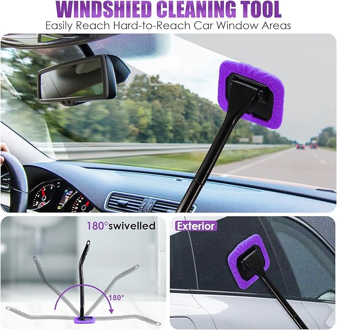 Viewsun 17PCS Car Cleaning Kit Purple Car Interior Detailing Kit with High Power Handheld Vacuum Detailing Brush Set Windshield Cleaner Cleaning Gel Complete Auto Accessories for Women Gift