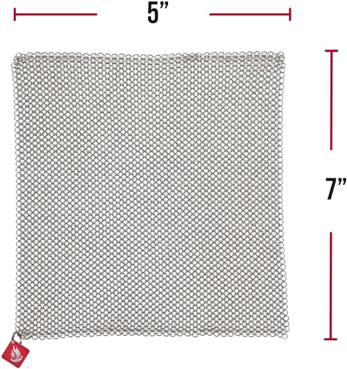 Knapp Made Chainmail Dishcloth 7”x5” - Replace Your Dirty Sponge - All Purpose Kitchenware Pots &amp Pans Cleaner - Lasts a Lifetime
