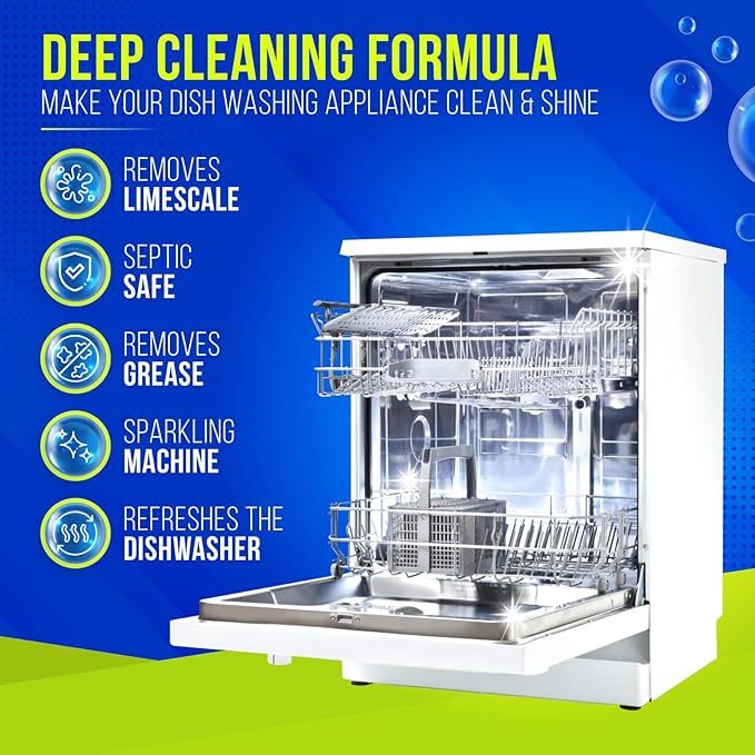 Dishwasher Cleaner &amp deodorizer Tablets 26-Pack and Coffee Machine Descaler Cleaner Tablets 24-Pack Removes hard water and Limescale Compatible with All Coffee Makers and Dishwashers
