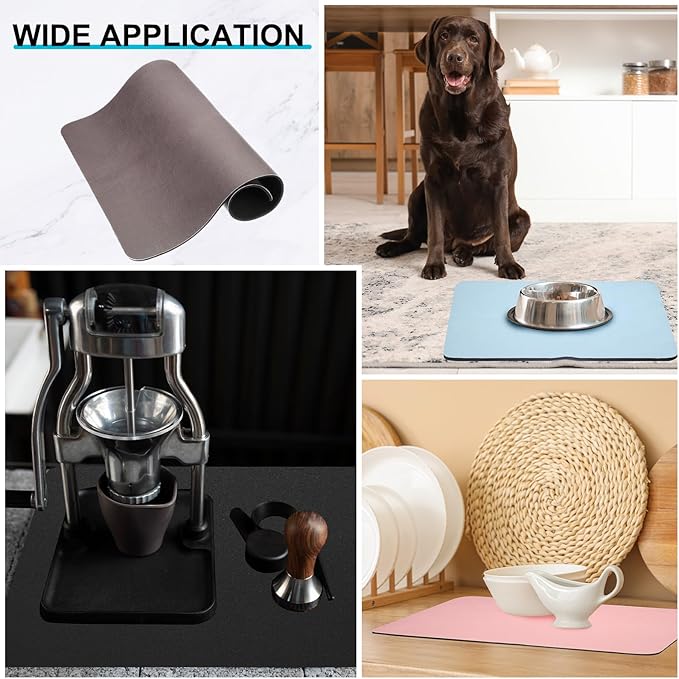 uxcell Dish Drying Mat for Kitchen Counter 24 x 20 Absorbent Coffee Mat Rubber Backed Hide Dirt for Kitchen Countertop Coffee Mat Heat Resistant Non-Slip Brown