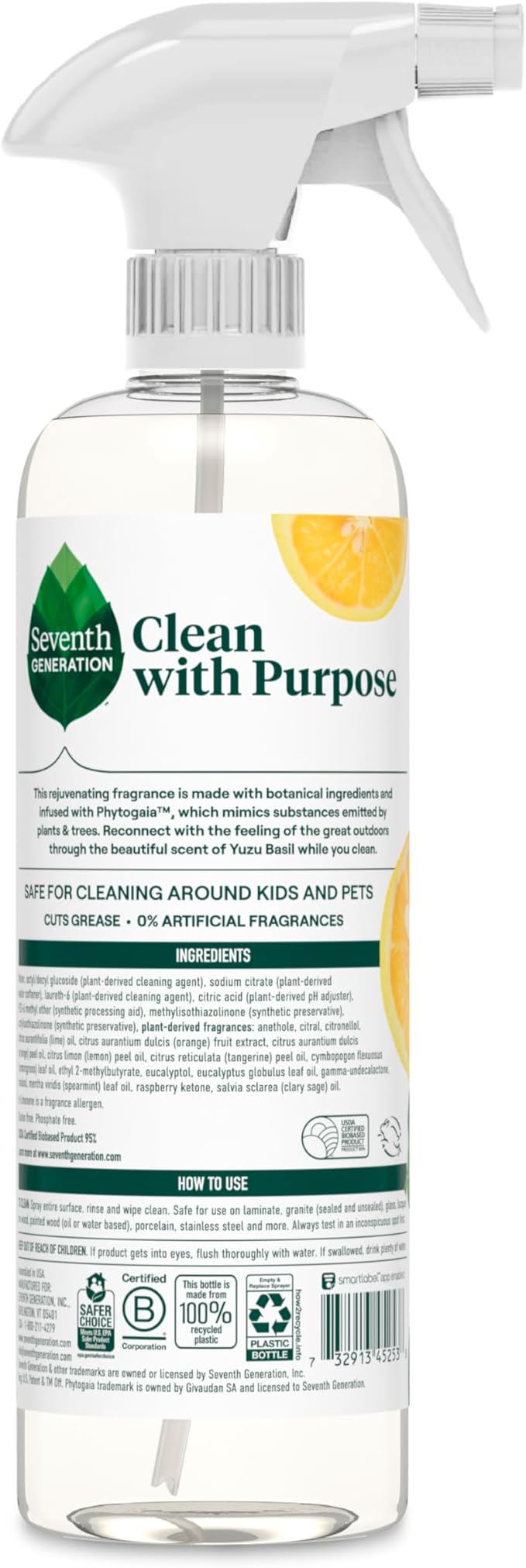 Seventh Generation All Purpose Cleaner Rejuvenating Yuzu BasilFor All Surfaces23 fl oz(Pack of 8)