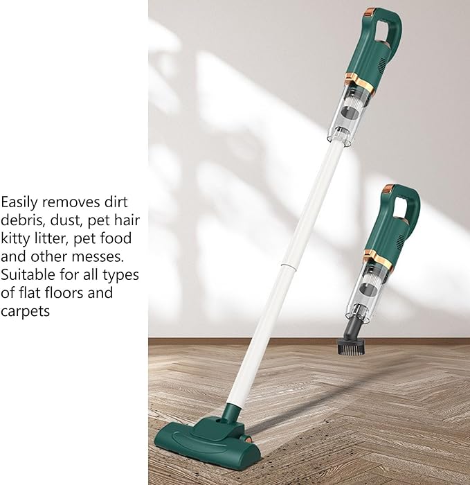 Lightweight Cordless Vacuum Cleaner 8500Pa Strong Suction Handheld Vacuum for Hard Floor Carpet 500Ml Dust Cup Long Battery Life Compact and Portable[Green]
