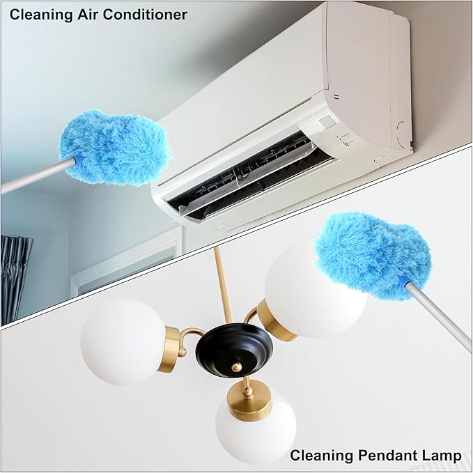PATIKIL Ceiling Fan Cleaner Duster 12.9 to 59 2 in 1 Microfiber Duster Extendable Handle Fan Blade Cleaning Tool Removable Washable for Furniture Blind Gray