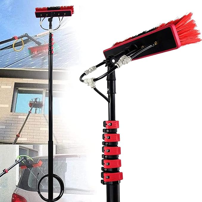 Window Clean Water Fed Pole Kit 55cm Brush Washing Equipment Telescopic Extension Pole Cleaning Kit for Window Cleaning Photovoltaic Panel Cleaning Trucks55cmbrush-20FT/6M