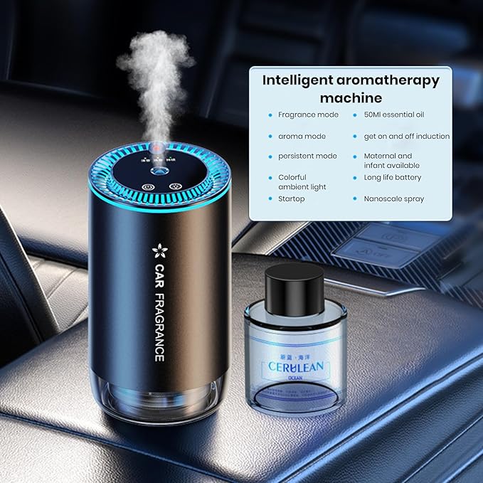 Atmosphere Light Car Supplies Sure Here's A Product Title for Air Freshener Smart Essential Oil Diffuser Atomization Auto On/Off Rechargeable B