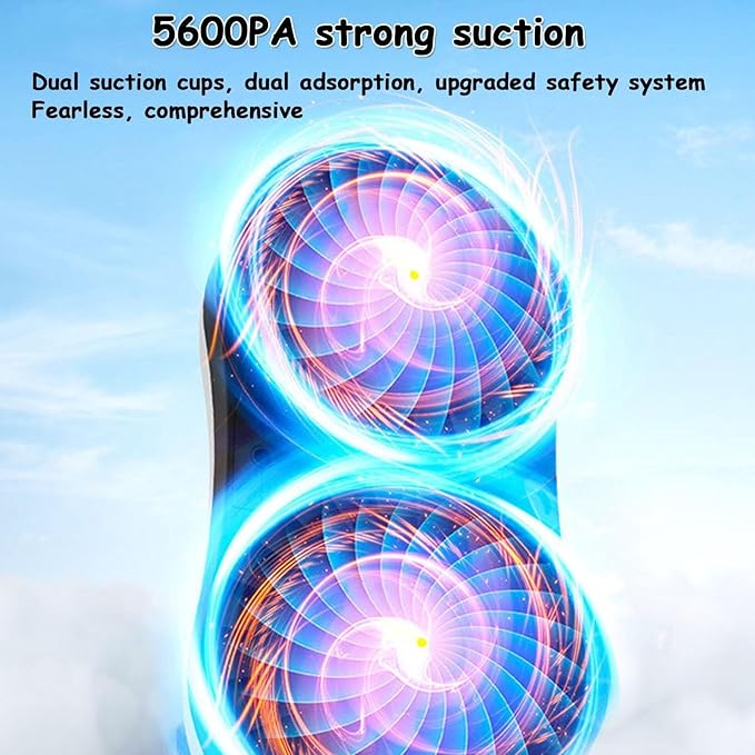 Smart Robot Window Cleaner 5600Pa High-Powered Glass Cleaning Robot with Dual Water Spray Remote Control Magnetic Design for Indoor/Outdoor Use