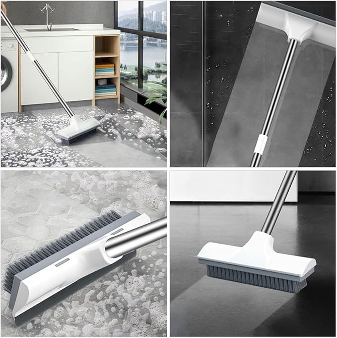 BESPORTBLE Bathroom Floor Scrub Brush with Long Handle Hard Bristle Shower Floor Scrubber and Grout Cleaning Brush for Tile