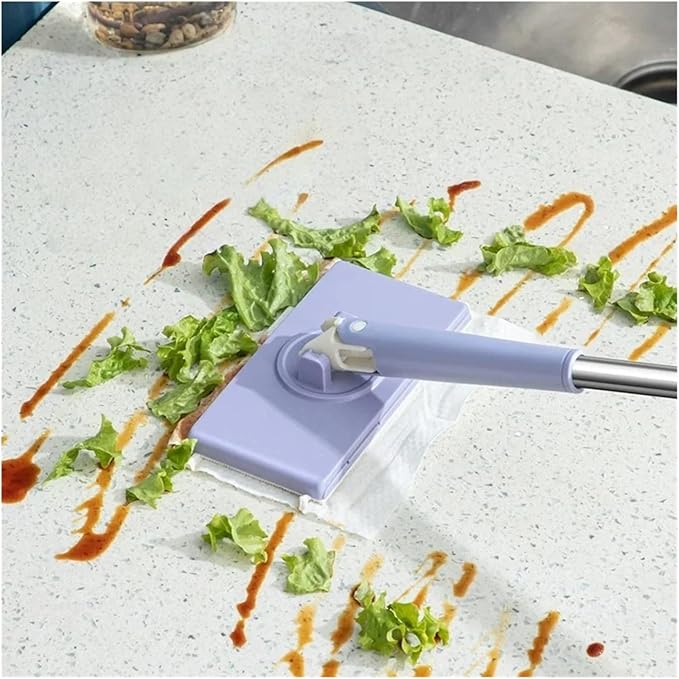 1pc Portable Mini Mop Automatic Paper Towel Changing 360°Rotation Cleaning Tool for Floor Window Dust Removal No Cloth ﻿(90CM)