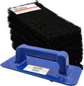 Scrub Doctor 6-Pack of 10 x 4.5 x 1 in. Large Black Scrub Pads and Scrub Pad Holder Scrub-HLD-L-BLK-6 Maximum Abrasion Scrubbing Pads for Cast Iron Pots BBQ Grills Oven Cleaning and Paint Removal