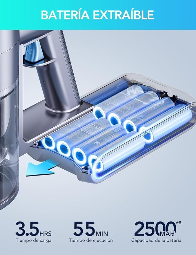 Greenote GSC60 Cordless Vacuum Cleaner 33KPA 10-in-1 Multi-Accessory Vacuum Cleaner Up to 40 Minutes Runtime Control Display with Bed Brush Flexible Extension Hose Large Dust Container