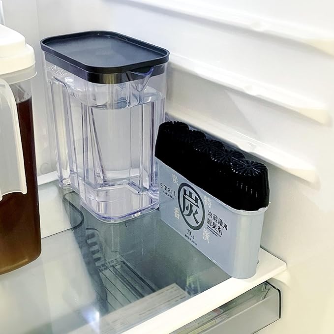 Binchotan Charcoal Refrigerator Deodorizer - Set of 2 - Gel Odor Eliminator for Fridge - Black - Made in Japan