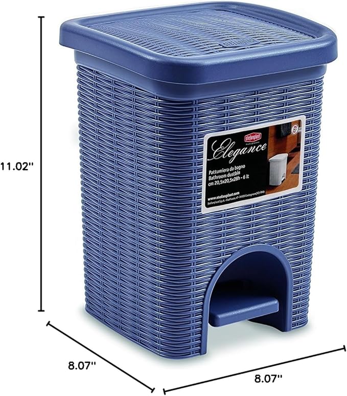Stefanplast Elegance Bathroom Dustbin Navy Blue 20.5 x 20.5 x 28 cm