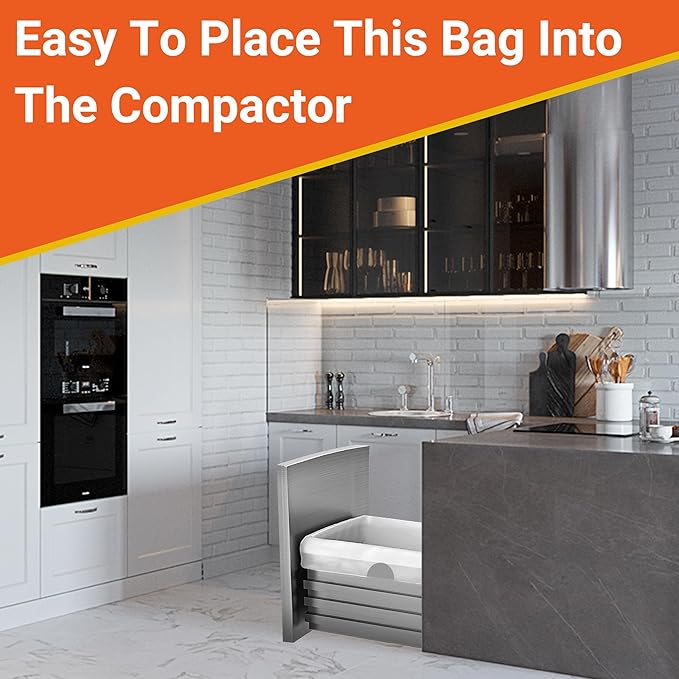 18 Gallon Drawstring Compactor Kitchen Trash Bags 200 Count 1.2 Mil Heavy Duty Garbage Bags Perfect Fit for 18 Gallon &amp Most Kitchen Compactors | Tear &amp Leak Resistant
