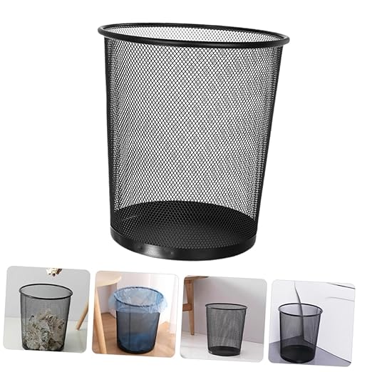 Portable Mesh Wastebasket Large Capacity Office Trash Can for Desk and Home Iron Mesh Waste Container for Bathroom and Workspace Organization