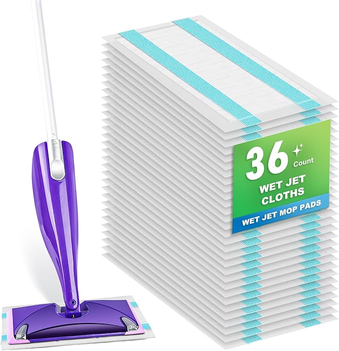 36 Count Refill for Swiffer Wet Jet Spray Mop 5-Layer Thickened Super Absorbent Disposable Wet Jet Pads for All Floor Types