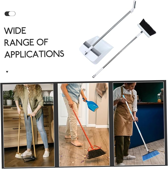 Dust Pan Broom Set Foldable Sweeper Broom and Dustpan Long Handle Hair for Kitchen Office Home Chinese Desktop Cleaner