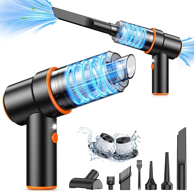 KMM Handheld Car Vacuum Cleaner 11000PA Vacuum Cleaner &amp Air Duster 120W High Power Vacuum Portable Cordless Hand Held Vacuum Rechargeable with Multi-Nozzles &amp LED Light for Home Car Offi