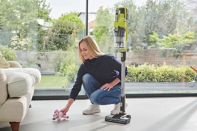 RYOBI 18 V ONE+ RSV18-0 Cordless Floor Vacuum Cleaner (30 AirWatt Suction Power 820 l/min Airflow 24 cm Wide Floor Nozzle without Battery and Charger) Green