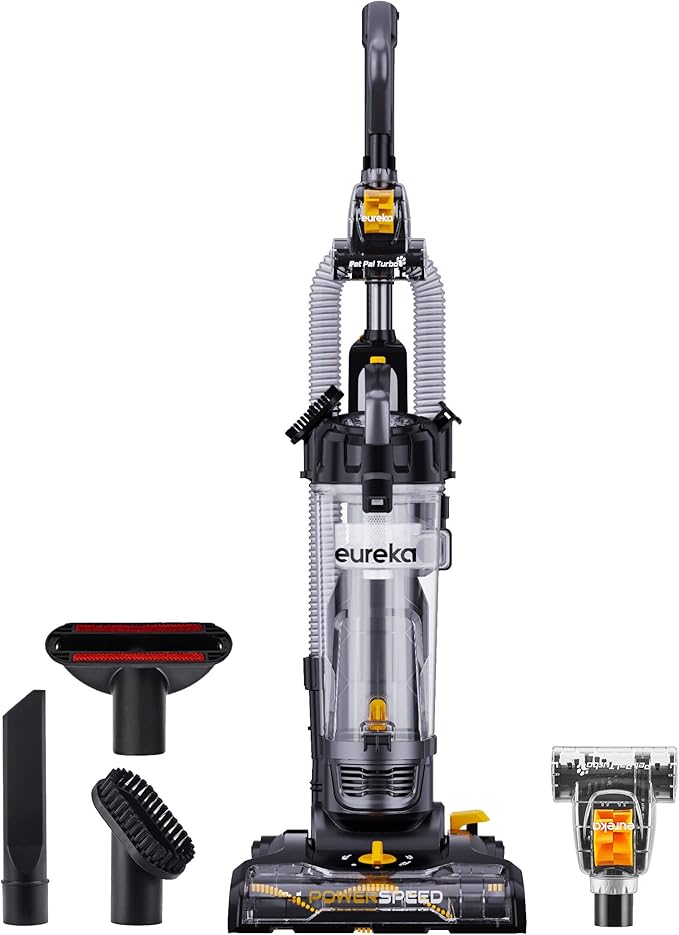 EUREKA PowerSpeed Lightweight Powerful Upright Vacuum Cleaner for Carpet and Hard Floor Pet Turbo BlackYellow