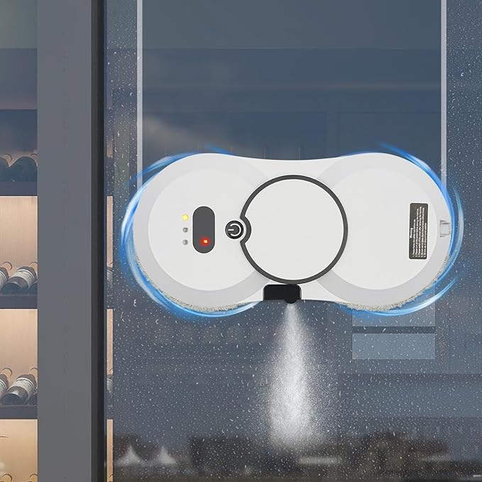 Window Cleaner Smart Glass Cleaning Machine Window Cleaning w/Remote Control 80W with a Safety Rope for Various Places with Smooth Surfaces (1PC White)