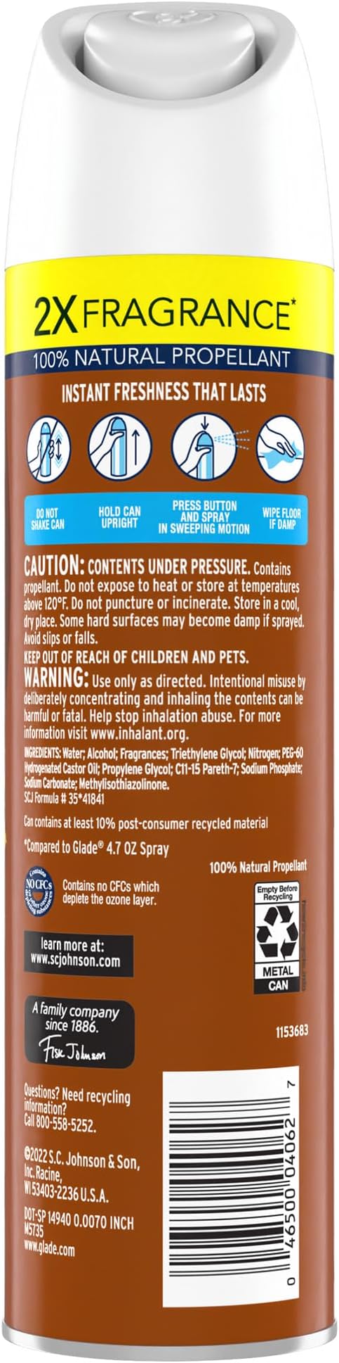 Glade Air Freshener Room Spray Cashmere Woods 8.3 oz 6 Count
