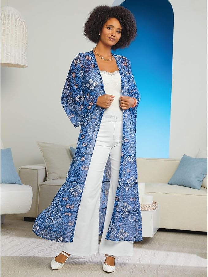Masseys Sheer Printed Duster