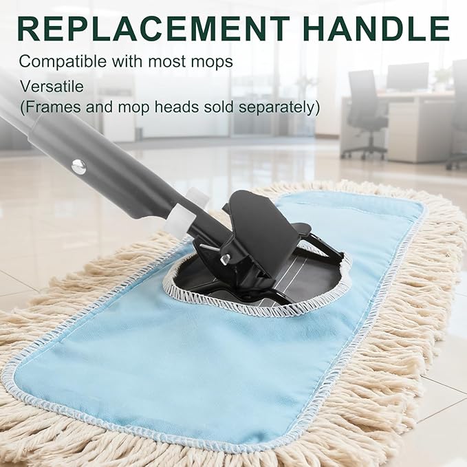 KeFanta 59 Inch Clip on Dust Mop HandleCommercial Dust Mop Frame HandleHeavy Duty Metal Stick Replacement for Floor Cleaning