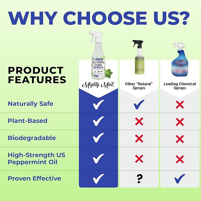 Mighty Mint All-Purpose Cleaner Spray for Home Kitchen Bathroom Natural Peppermint Scent 16oz - 2 Pack