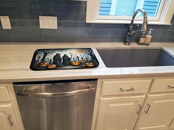 Caroline's Treasures DAC2276DDM The Grim Reaper Spooky Halloween Dish Drying Mat Absorbent Dish Drying Mat Pad for Kitchen Counter Dish Drainer Mat for Countertop 14 x 21 Multicolor