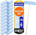6 ft Extendable Duster Handle with 20 Refills Compatible with Swiffer Disposable Microfiber Dusting Pads for Home Cleaning Ceiling Fan Window Hard-to-Reach Areas