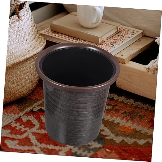 2pcs Modern Kitchen Trash Cans Press Lid Wood Grain Waste Bins Decorative Practical Waste Baskets
