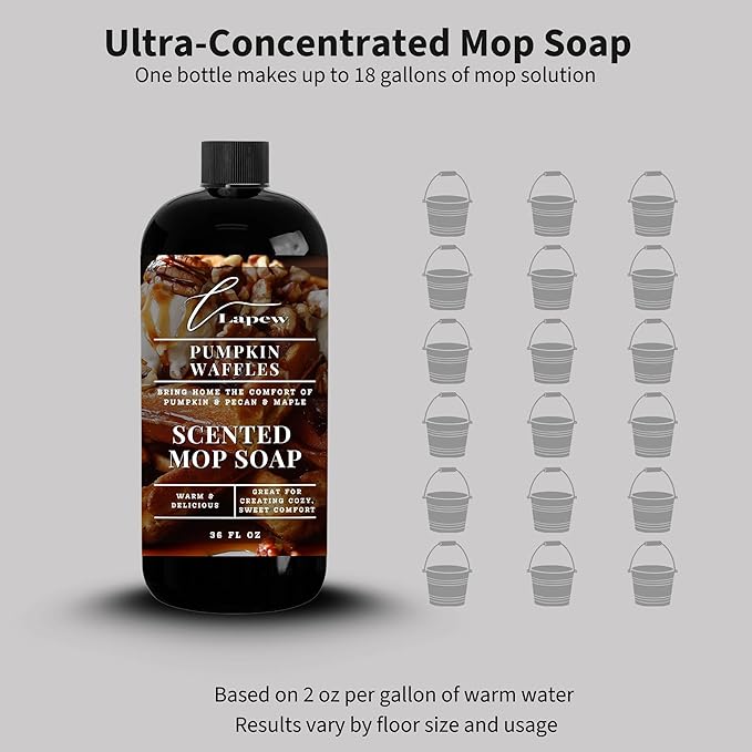 Lapew Pumpkin Waffles Scented Mop Soap - Luxury Floor Cleaner Concentrate for Mopping Tile Laminate Vinyl &amp Hardwood | Streak-Free Low-Foam | 36 oz