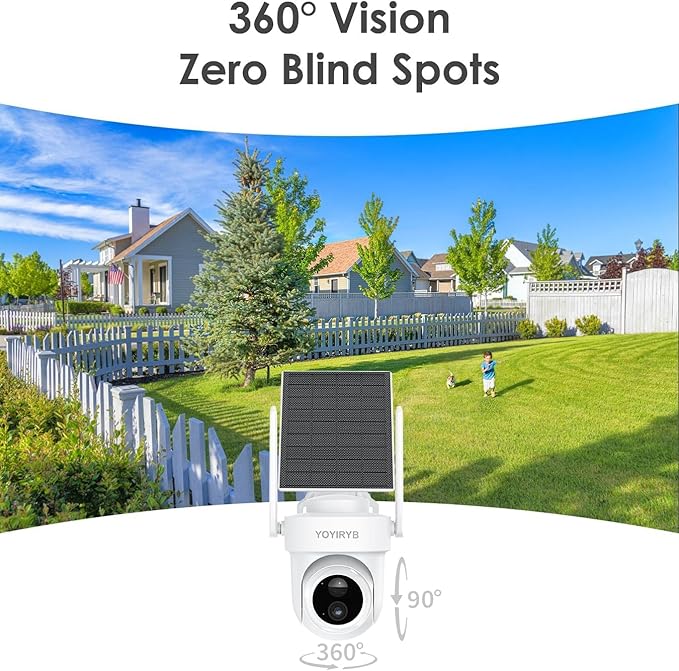 4K Security Cameras Wireless OutdoorNo Subscription Works in -14°F [2026 NEW] Solar Home Security Camera System 360° Human Tracking Color Night Vision 64GB Local Storage 5G/2.4G WiFi Easy Setup