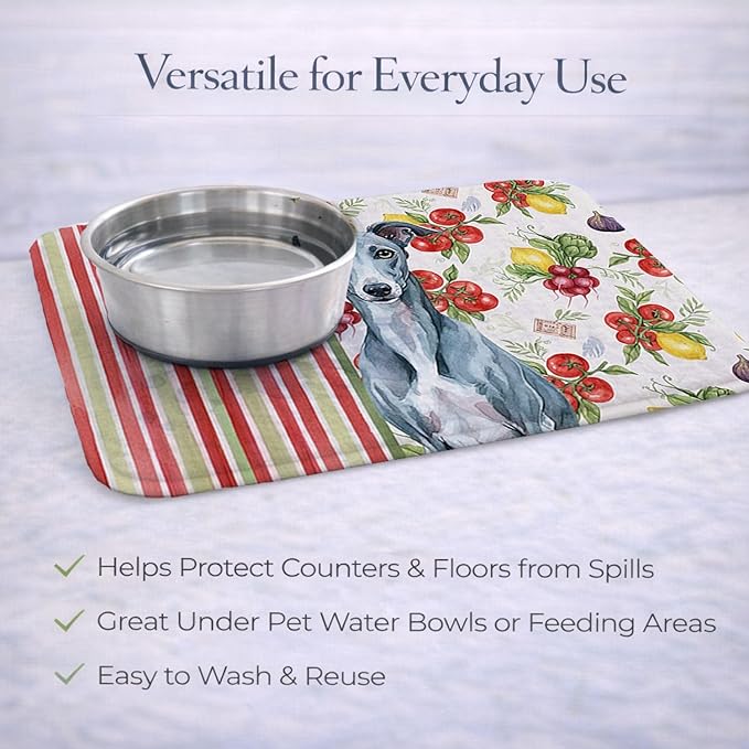 Caroline's Treasures Blue Whippet Vegetables Dish Drying Mat Absorbent Dish Drying Mat Pad for Kitchen Counter Dish Drainer Mat for Countertop 14 x 21 Multicolor
