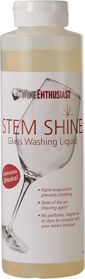 Wine Enthusiast Stem Shine - Wine Glass Liquid Cleaner to Eliminate Streaks Remove Odor Clean Contaminants &amp Grim – Hand Wash Delicate Glassware &amp Crystal (16 oz)