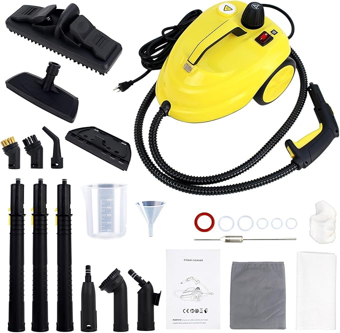 Rolling Steam Cleaner for Floors &amp Cars 1800W Portable Steam Cleaner with 2.0L Tank &amp 5m CordMulti-Scenario Cleaner for Home Car Kitchen Bathroom Tile Grout Carpet