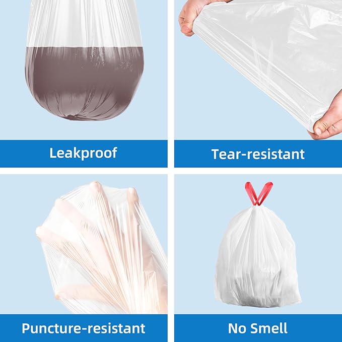 13.2 Gallon Tall Kitchen Drawstring Trash Bags 200 Count Pre-separated Garbage Bags Unscented Leak Proof Waste Bag for Kitchen Office Home