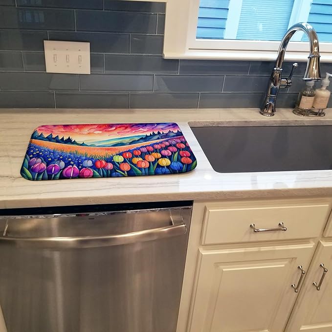 Caroline's Treasures DAC1439DDM Hyacinths in Color Dish Drying Mat Absorbent Dish Drying Mat Pad for Kitchen Counter Dish Drainer Mat for Countertop 14 x 21 Multicolor