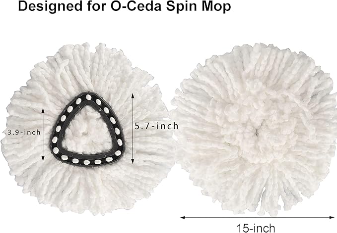 10-Pack Spin Mop Replacement Heads 100% Microfiber Spin Mop Refills Heads360°Micro Replacement Mop Head for Easy House Cleaning Floor MoppingWhite