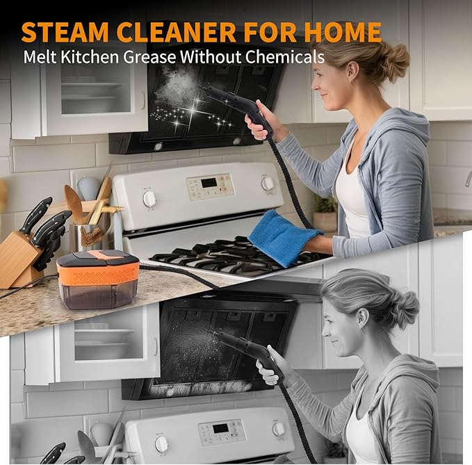 Steam Cleaner3-Level Adjustable Handle60.87oz Tank 15s Heat-Up2500w Portable Steamer for CleaningHandheld Steam Cleaner for Home for DirtGreaseBed BugsGroutTileFloorCar