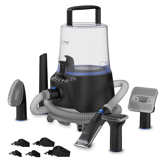 FURME Ultra Pet Grooming Vacuum Kit - Cat &amp Dog Grooming Kit for Easy Pet Care at Home Quiet &amp Safe Dog Hair Remover Machine with Brush Clipper Shedding &amp Cleaner Tools &amp 4.5L Canis
